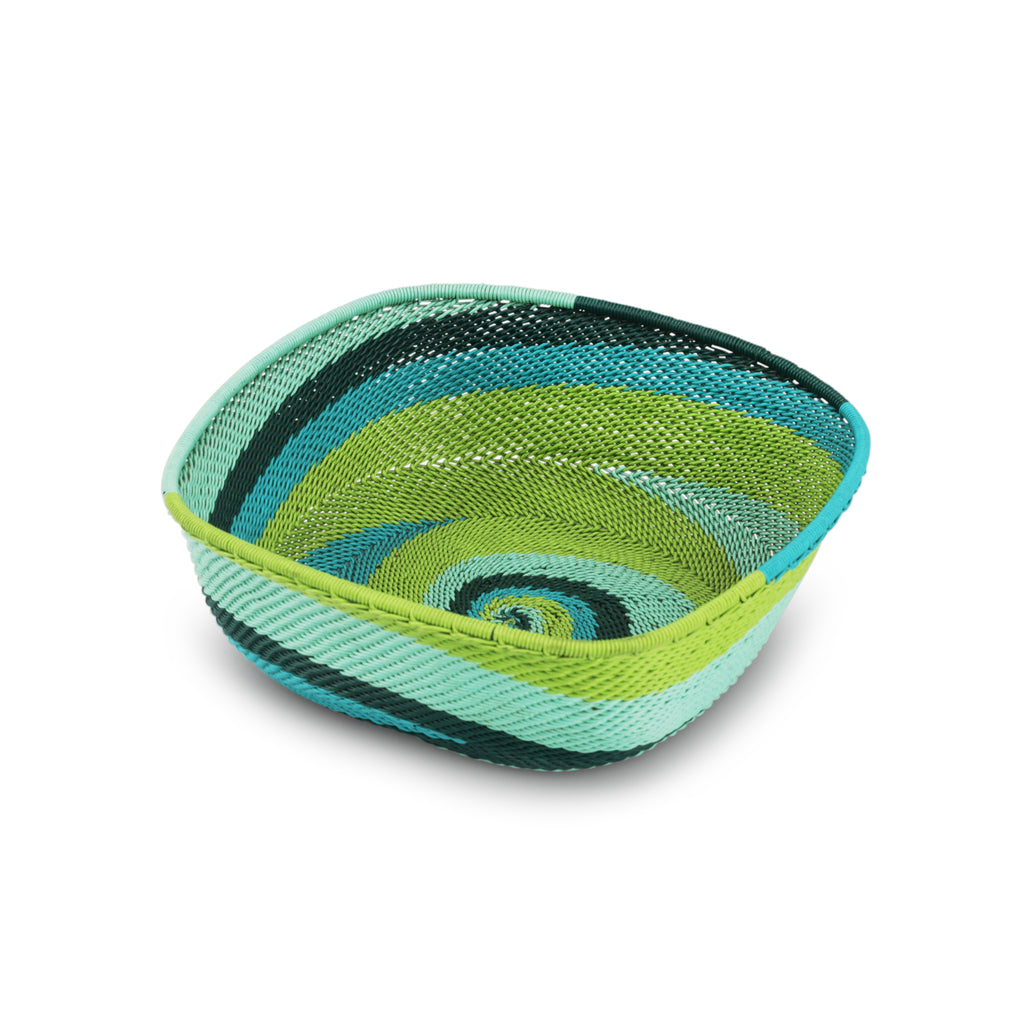 Green / Blue Spiral Square Bowl (A+D)