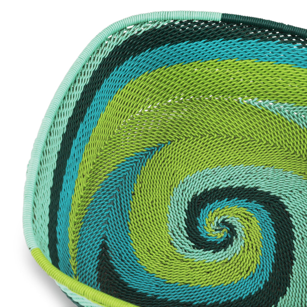 Green / Blue Spiral Square Bowl (A+D)