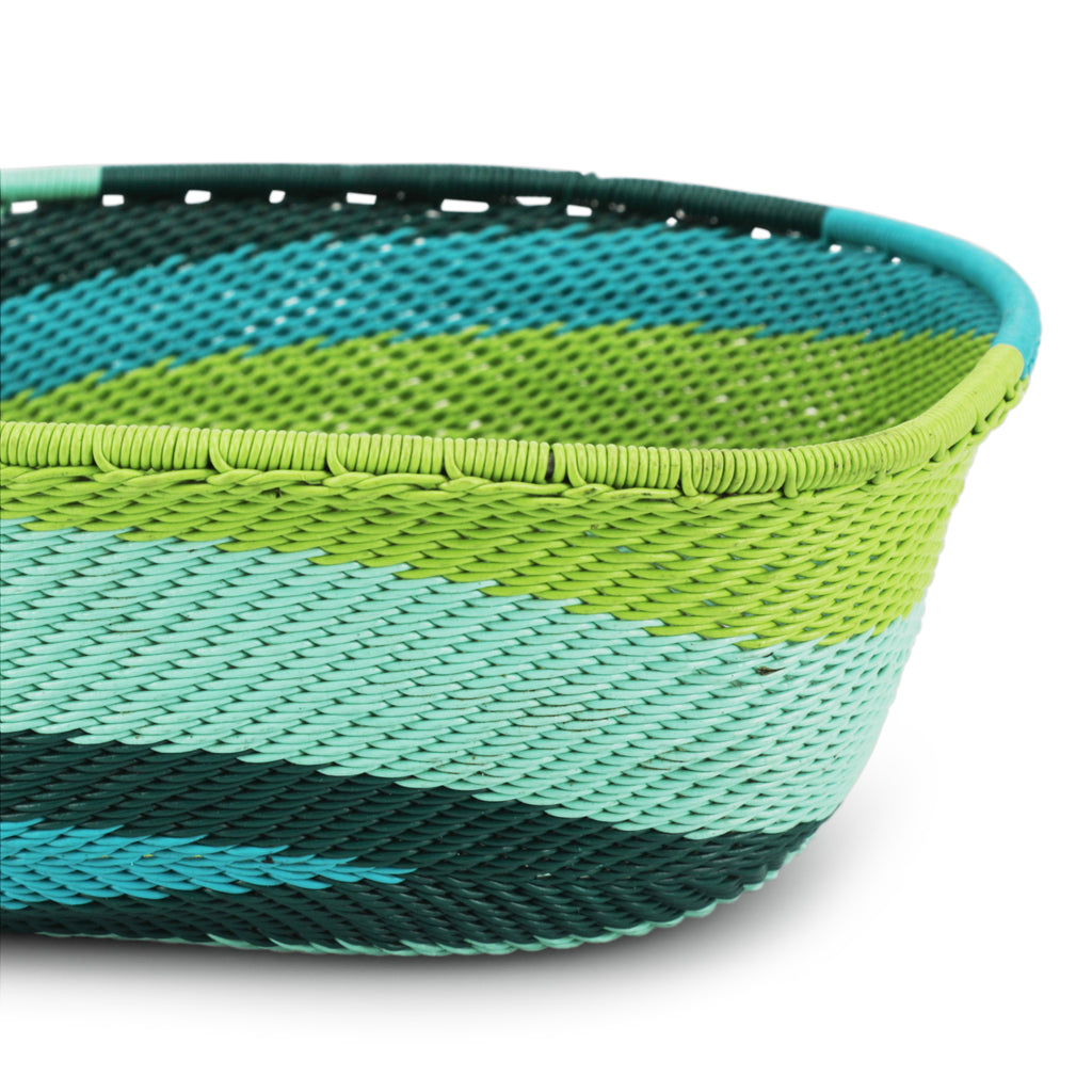 Green / Blue Spiral Square Bowl (A+D)