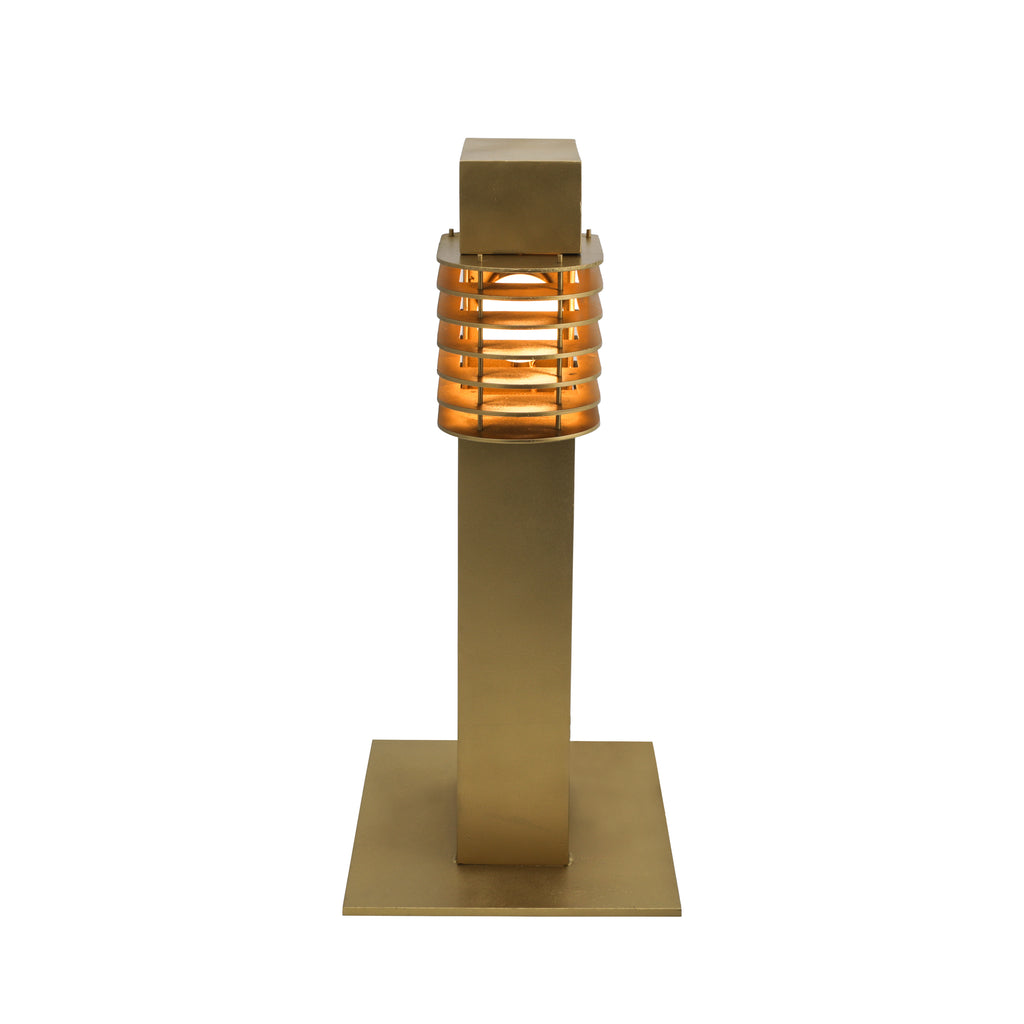 Gold Outdoor Caged Walkway Lamp