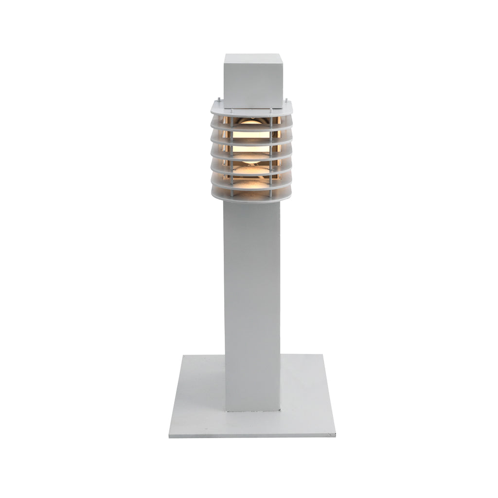 White Outdoor Caged Walkway Lamp