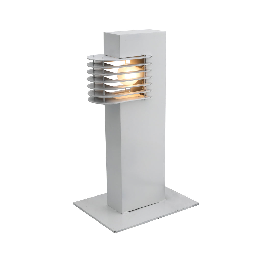 White Outdoor Caged Walkway Lamp