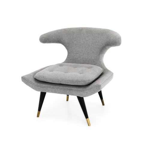 Grey Wingback Chair w/ Tufted Cushion