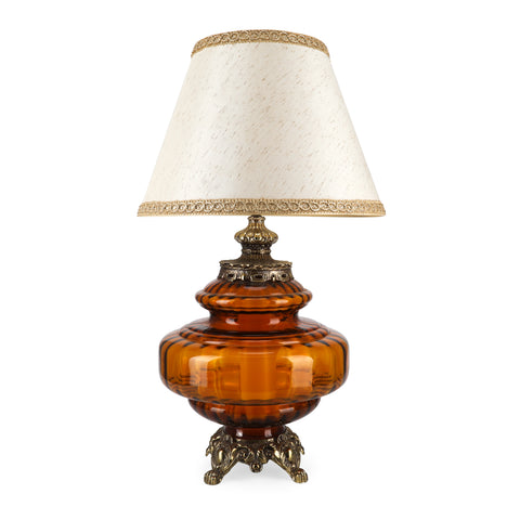 Amber Glass Bulbous Table Lamp