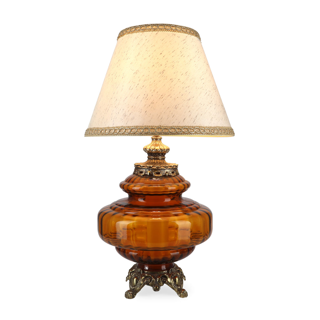 Amber Glass Bulbous Table Lamp