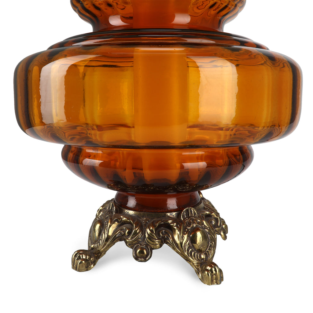 Amber Glass Bulbous Table Lamp