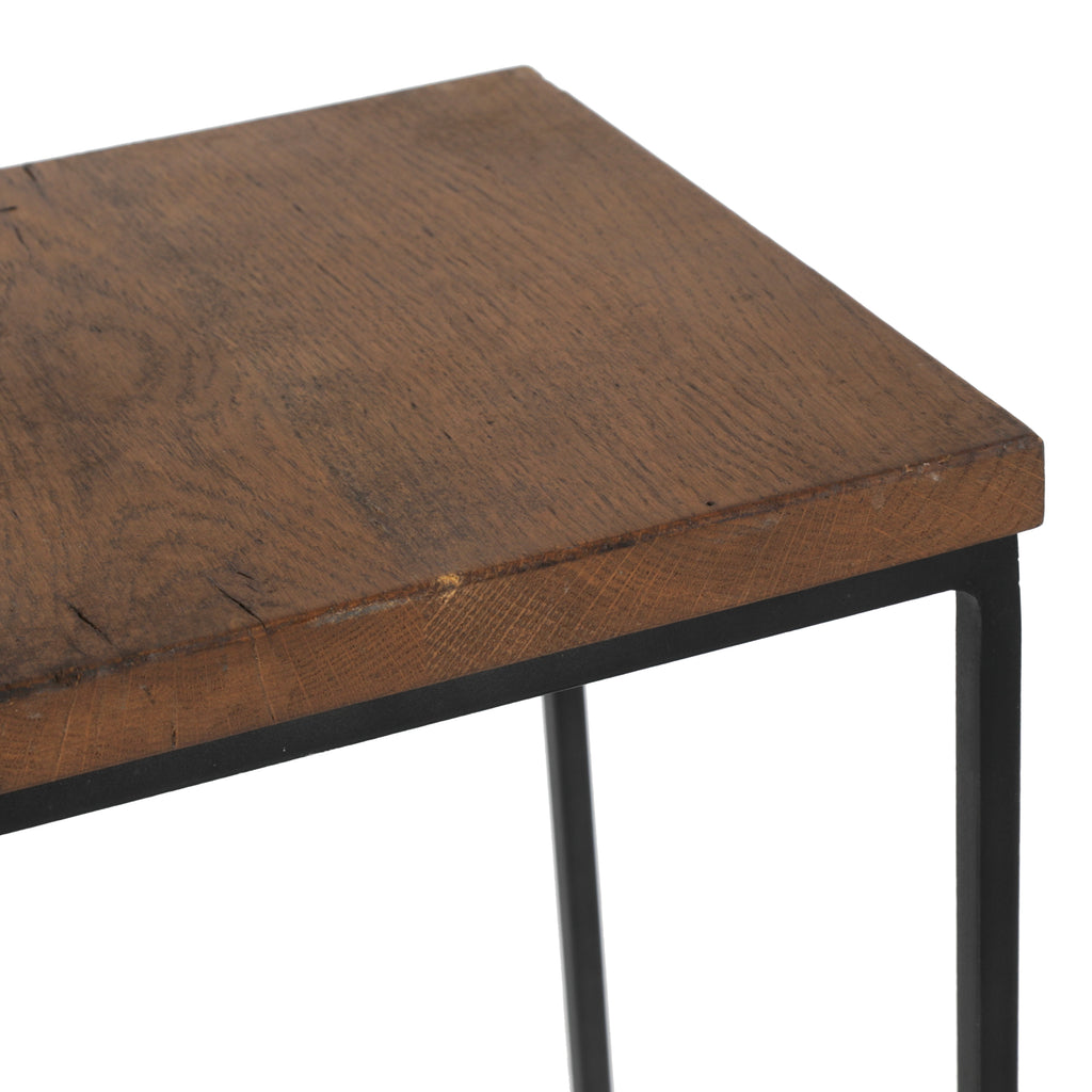 Short Wood Top Metal Pedestal