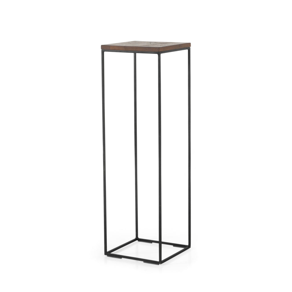 Tall Wood Top Metal Pedestal