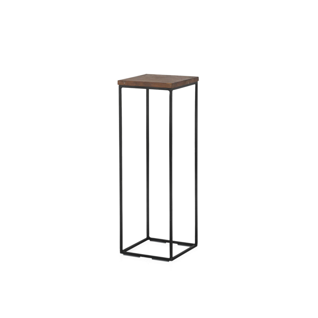 Short Wood Top Metal Pedestal