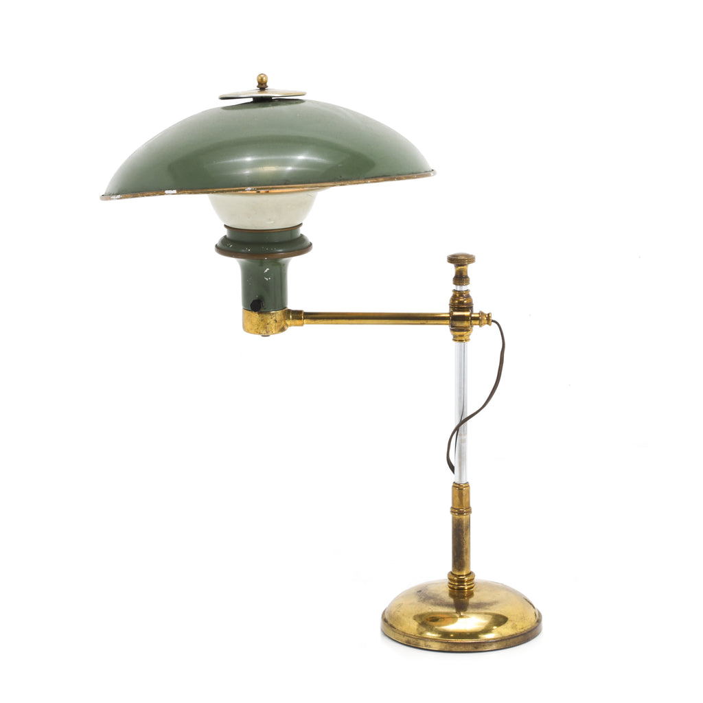 Distressed Green / Brass Vintage Table Lamp