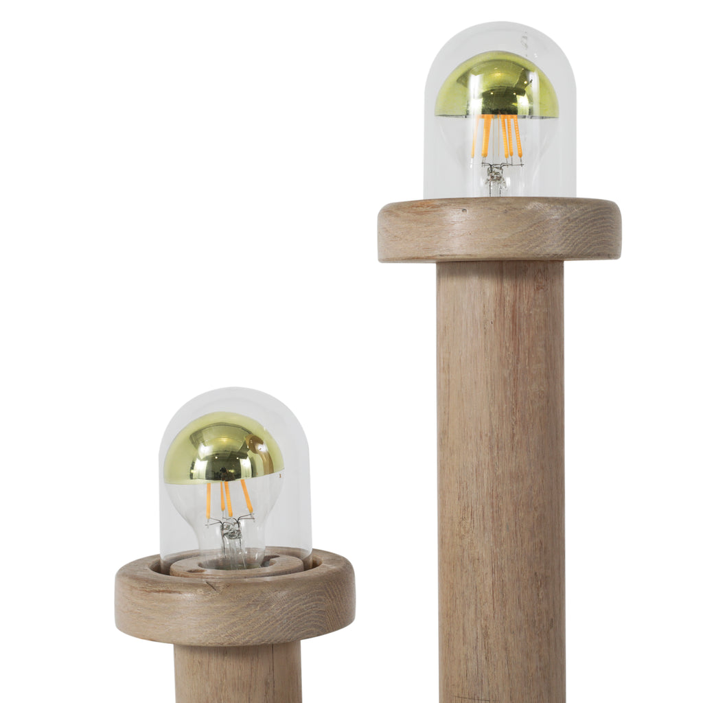 Light Wood 3-Bulb Table Lamp