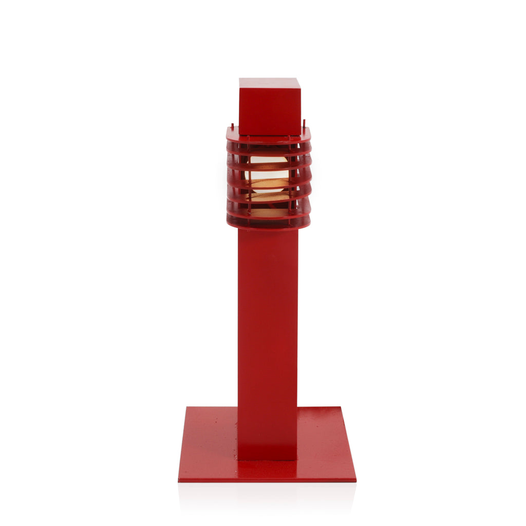 Red Outdoor Caged Walkway Lamp