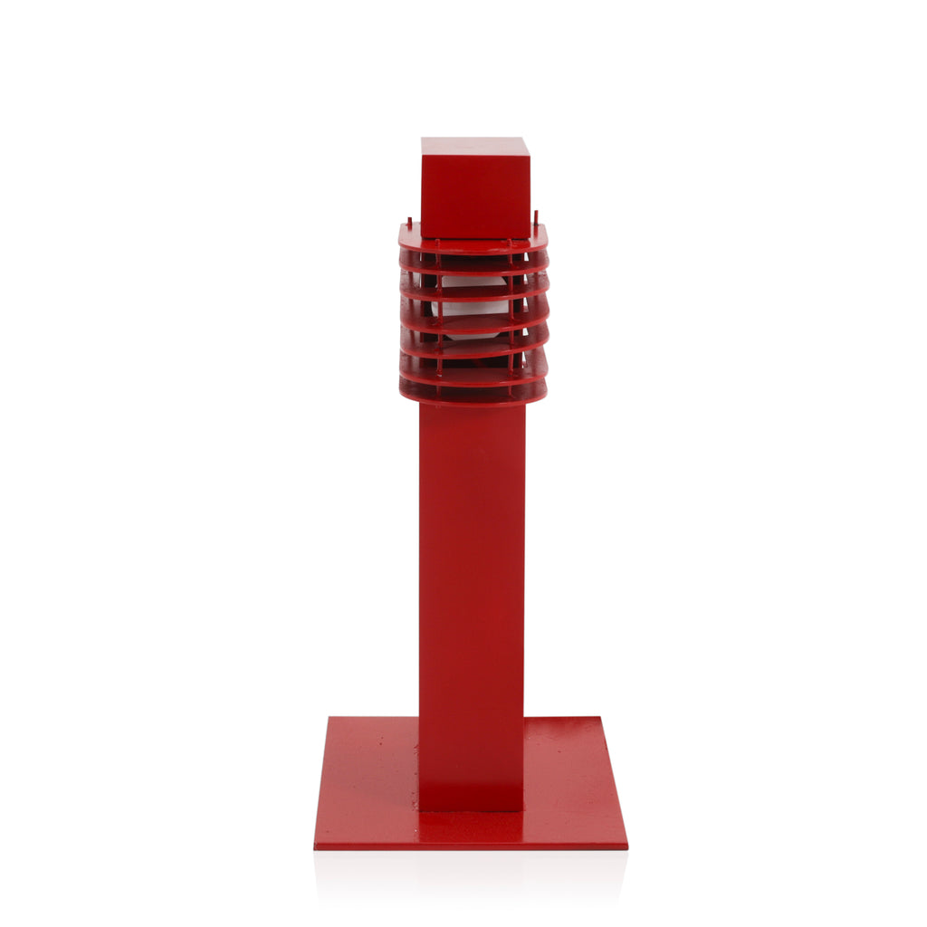 Red Outdoor Caged Walkway Lamp