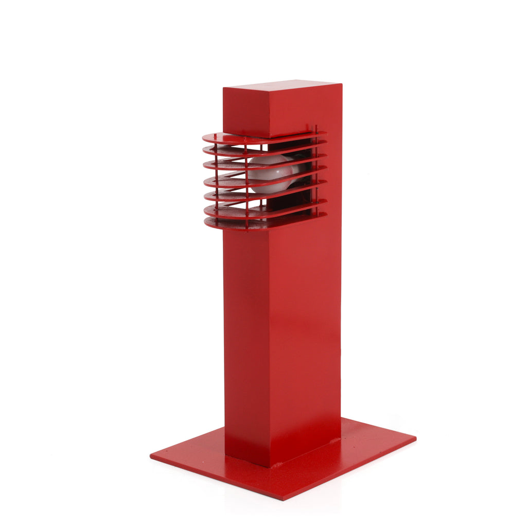 Red Outdoor Caged Walkway Lamp