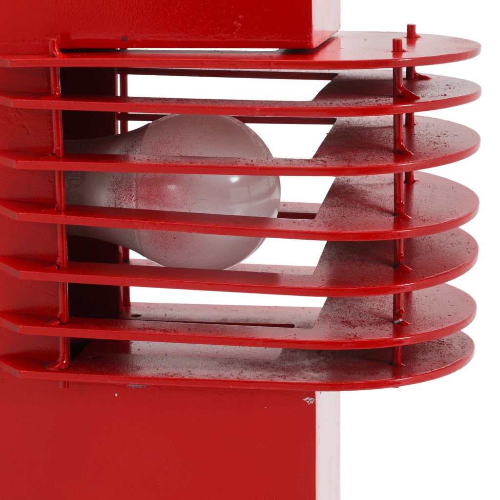 Red Outdoor Caged Walkway Lamp