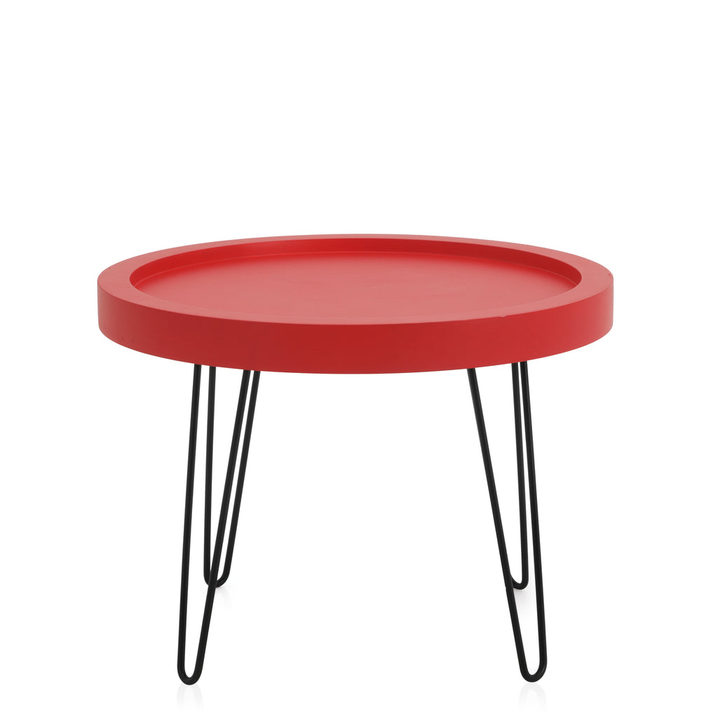 Red & Black Round Side Table