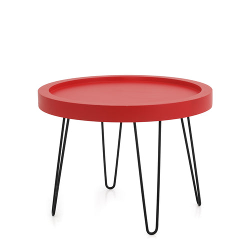 Red & Black Round Side Table