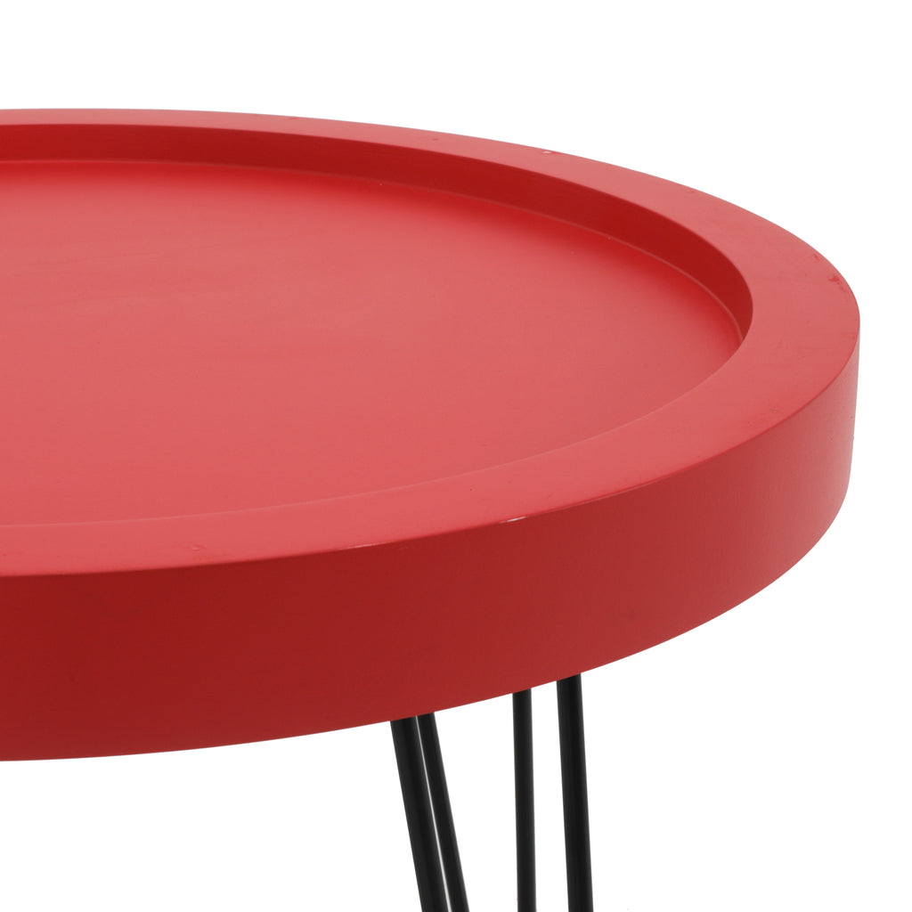 Red & Black Round Side Table