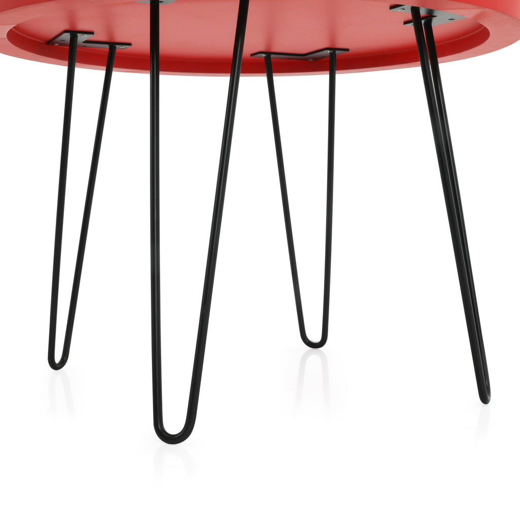 Red & Black Round Side Table