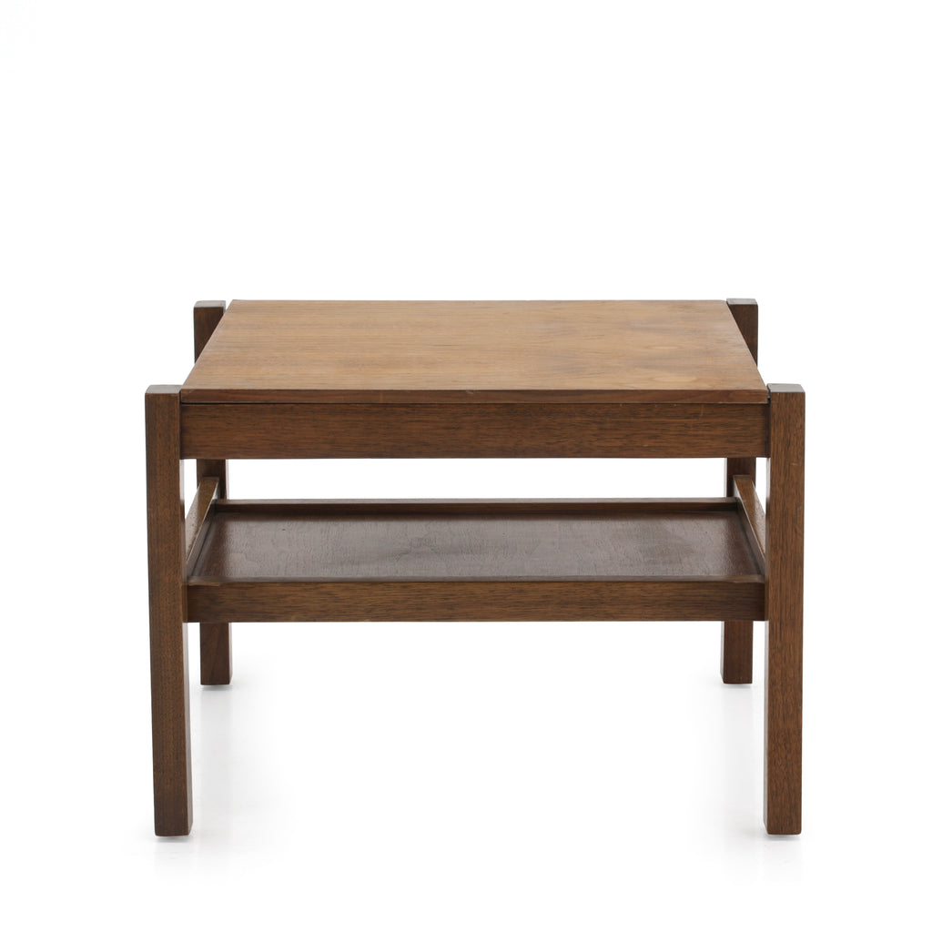 Split Rail Square Wood Side Table w Wood Top