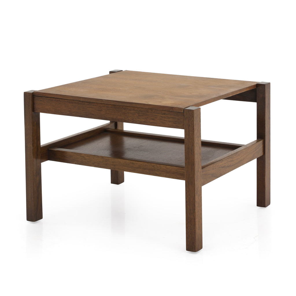 Split Rail Square Wood Side Table w Wood Top