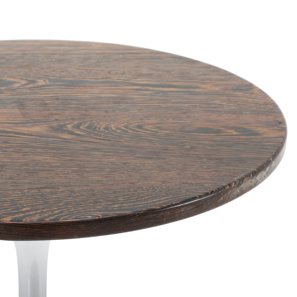 Round Wood Top + Silver Tulip Base Side Table