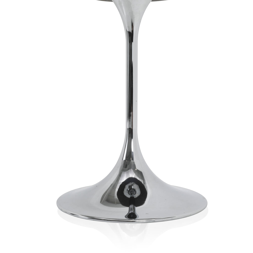 Round Wood Top + Silver Tulip Base Side Table