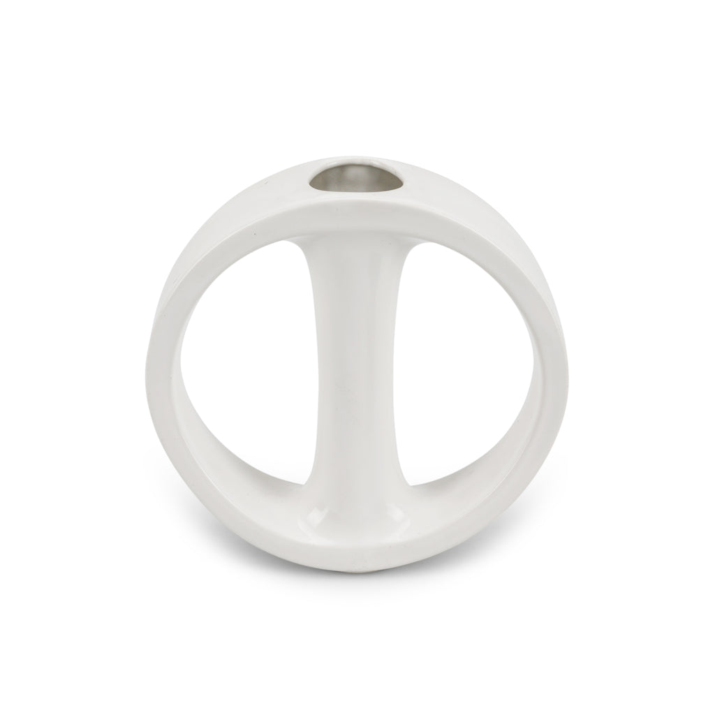 White Circular Ceramic Vase (A+D)
