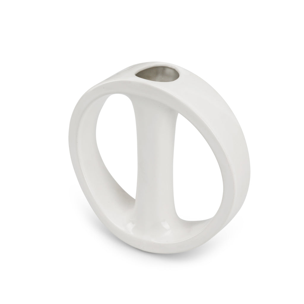 White Circular Ceramic Vase (A+D)