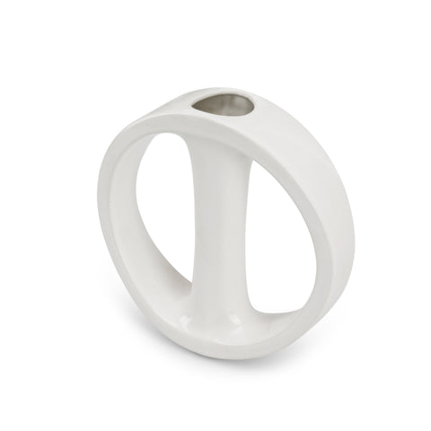 White Circular Ceramic Vase (A+D)