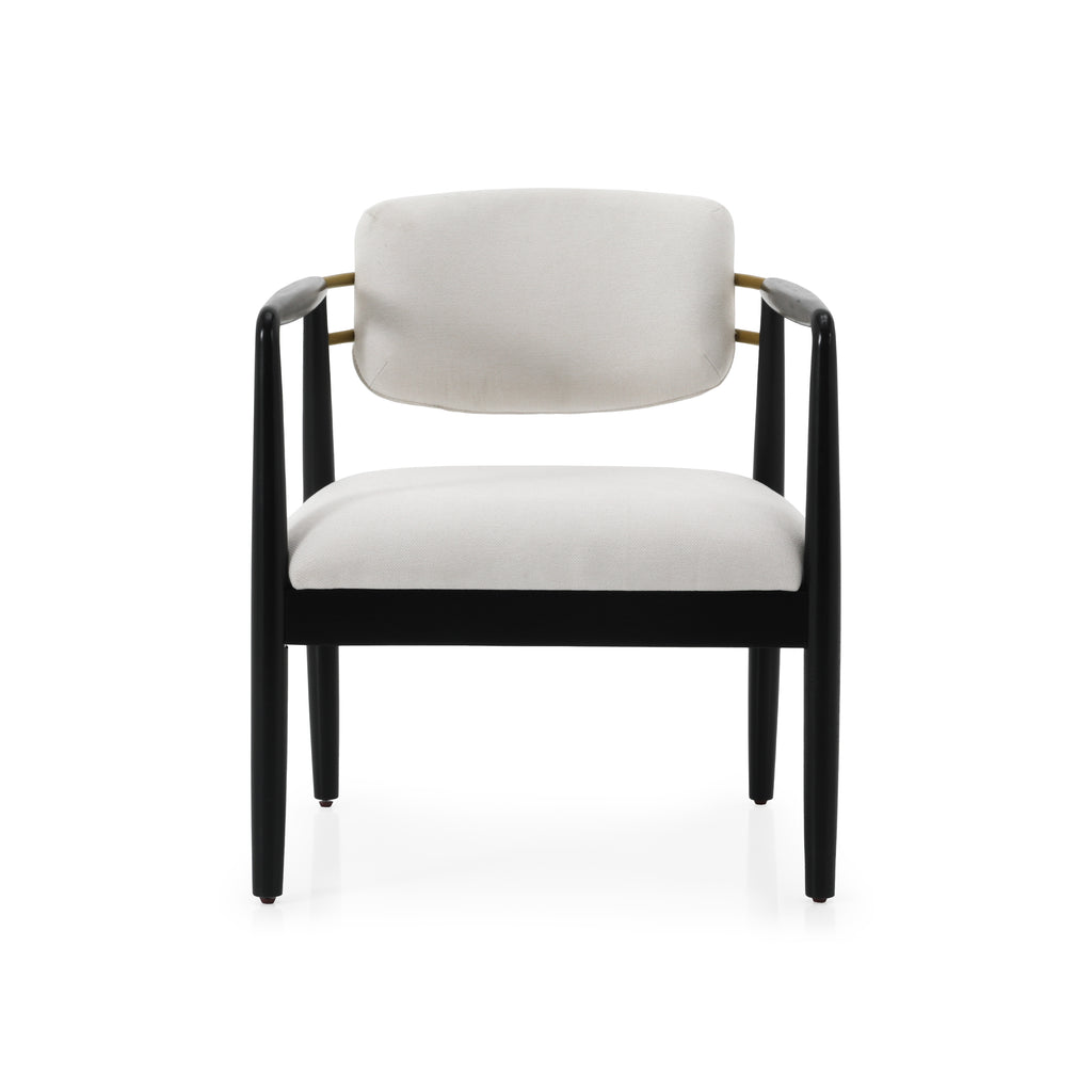 White & Black Arm Chair with Gold Back