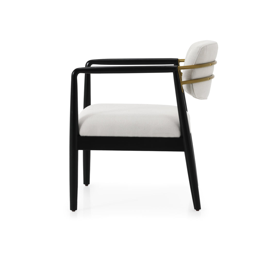 White & Black Arm Chair with Gold Back