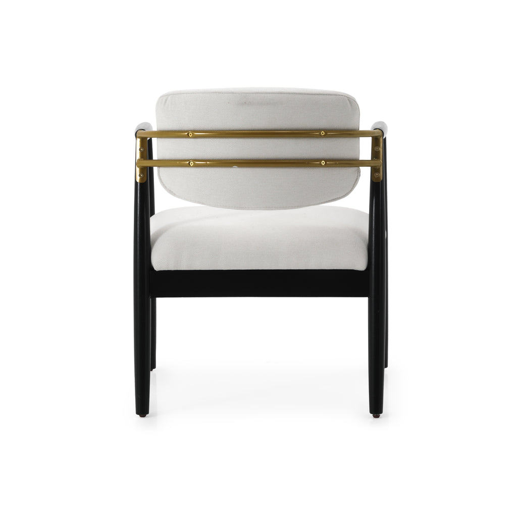 White & Black Arm Chair with Gold Back