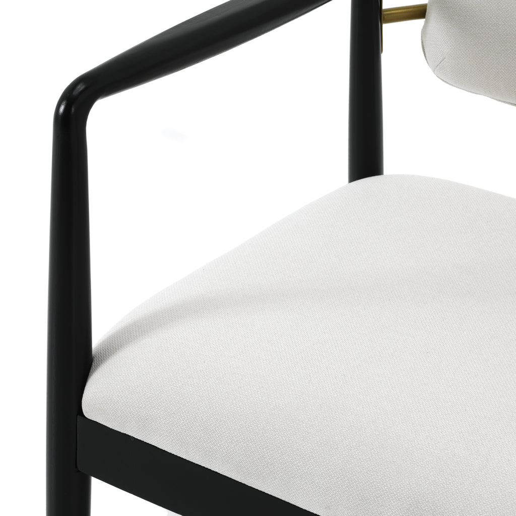 White & Black Arm Chair with Gold Back