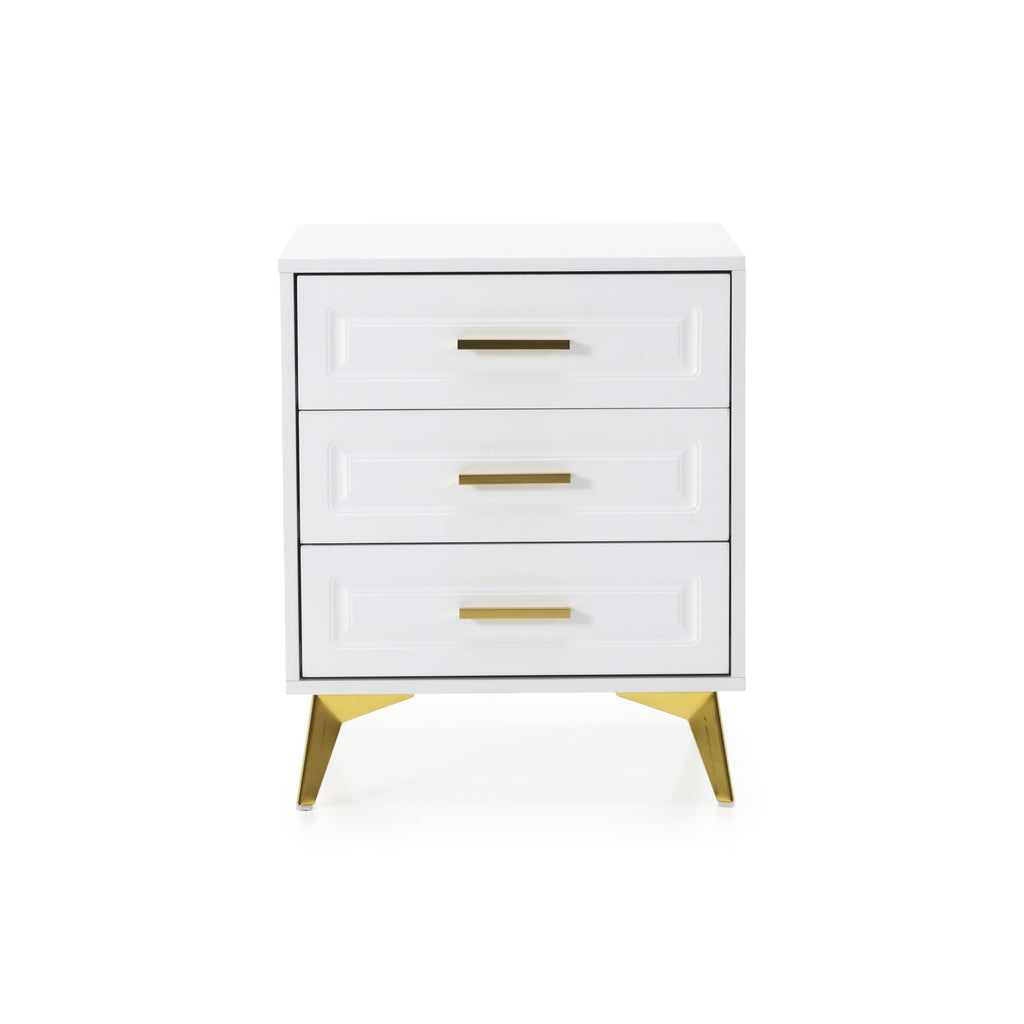 White & Gold Bedside Table