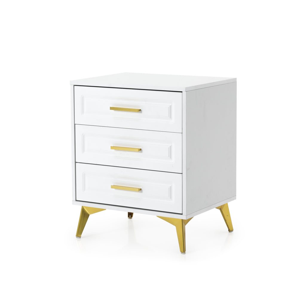 White & Gold Bedside Table