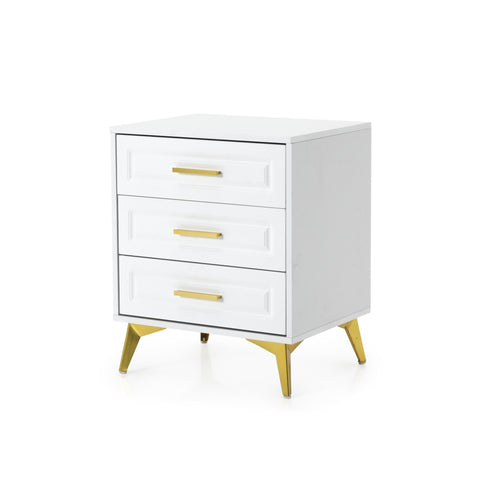 White & Gold Bedside Table