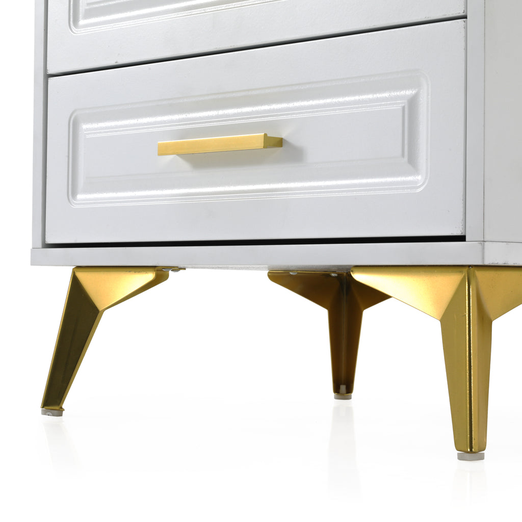 White & Gold Bedside Table