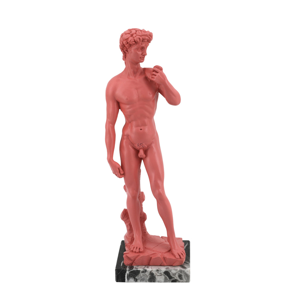 Pink Tabletop Statue of David w/ Marble Base