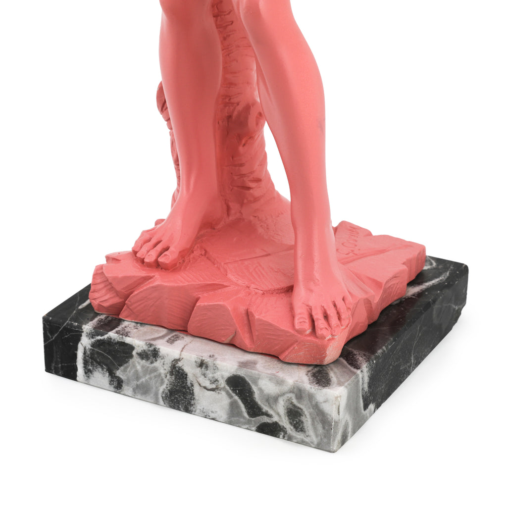 Pink Tabletop Statue of David w/ Marble Base