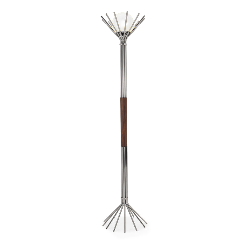 Chrome & Wood Spoke Floor Lamp