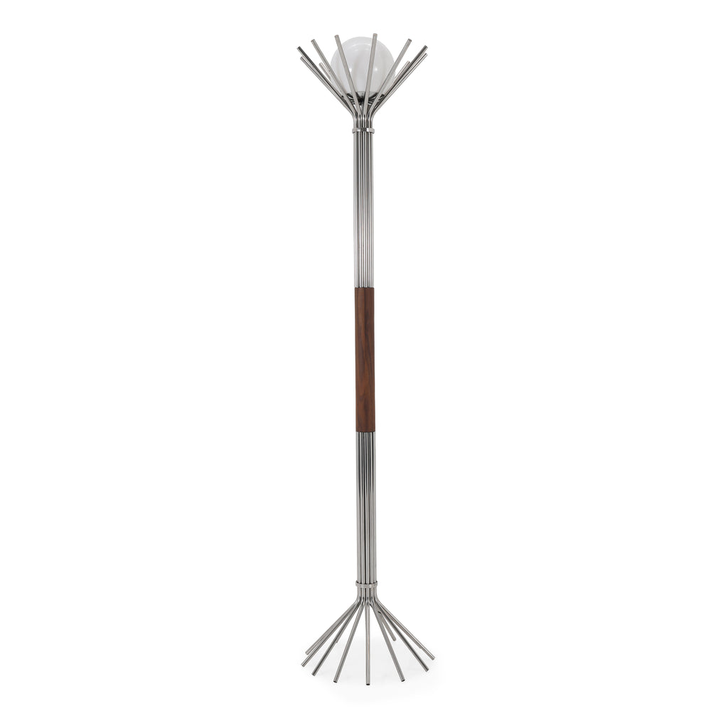 Chrome & Wood Spoke Floor Lamp