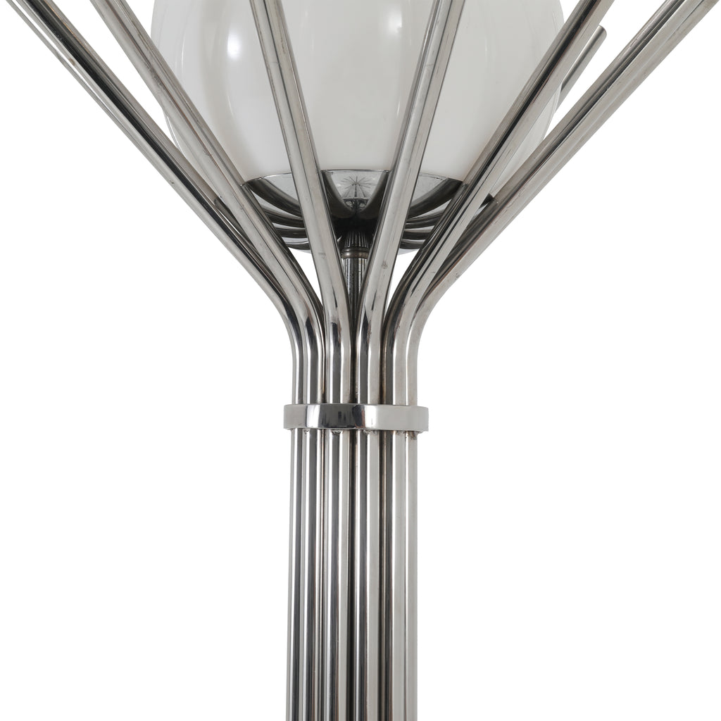 Chrome & Wood Spoke Floor Lamp