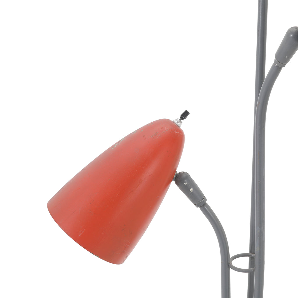 Grey Floor Lamp w/ Orange, Cream, Black Shades