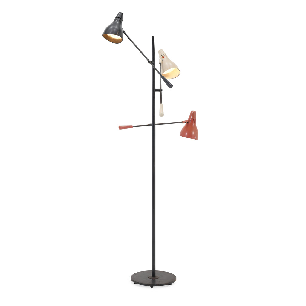 Black Floor Lamp with Orange & Cream Shades