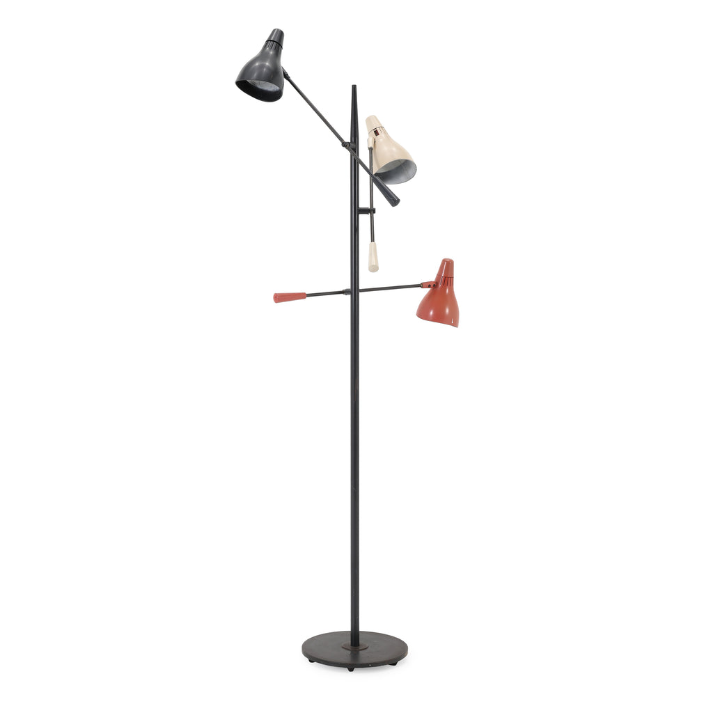 Black Floor Lamp with Orange & Cream Shades