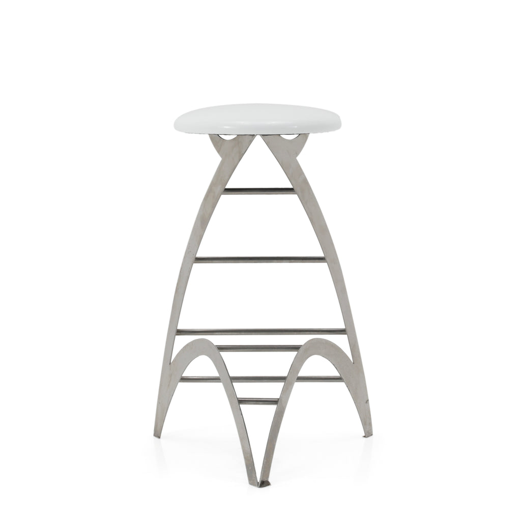 Futuristic Chrome + Glossy White Strat Bar Stool