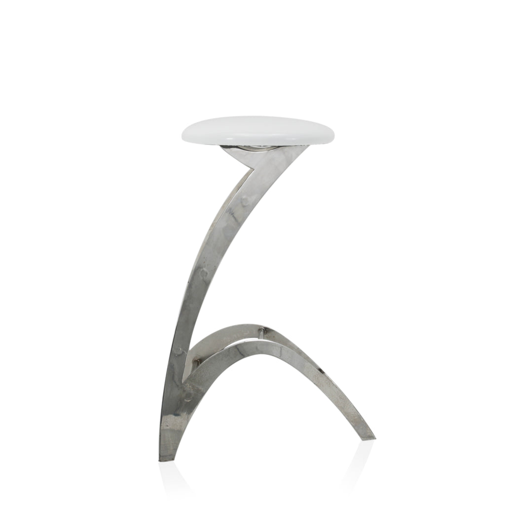 Futuristic Chrome + Glossy White Strat Bar Stool