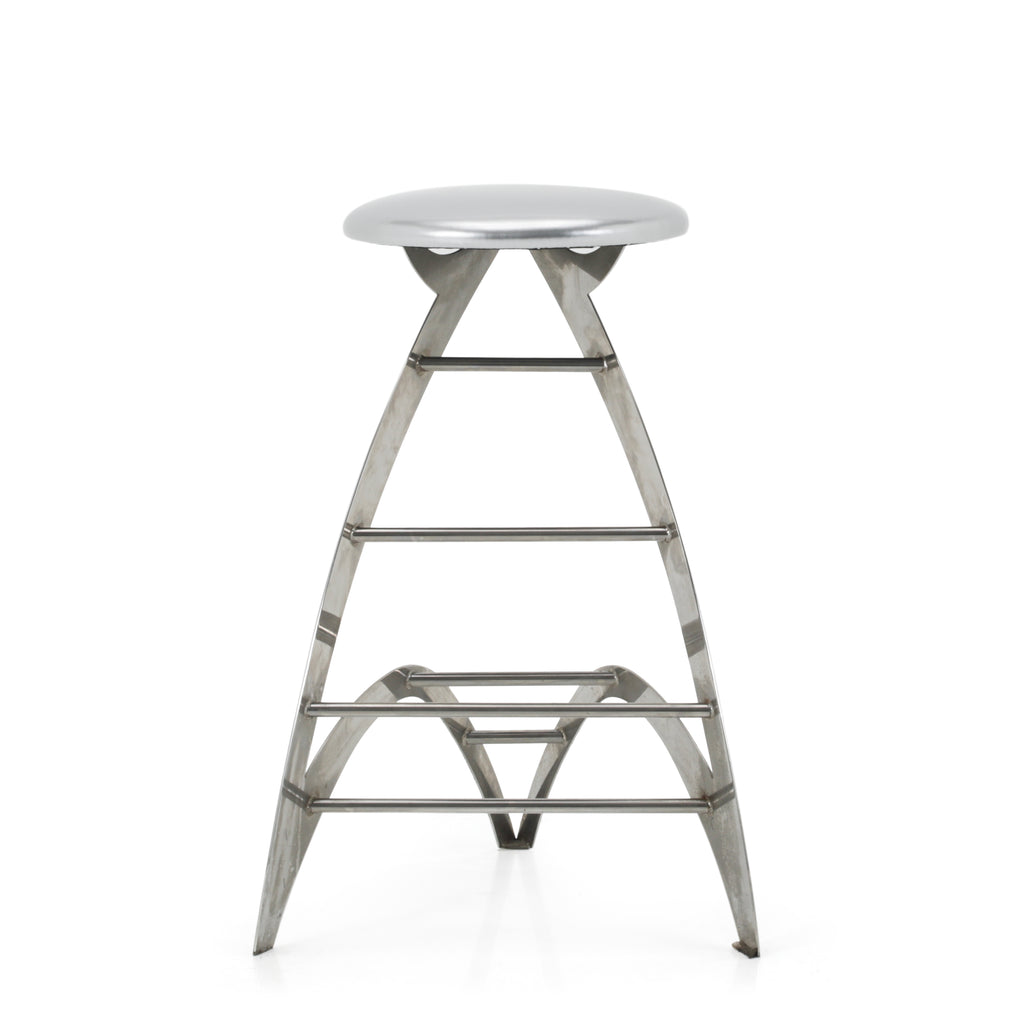 Futuristic Chrome + Glossy Silver Strat Bar Stool