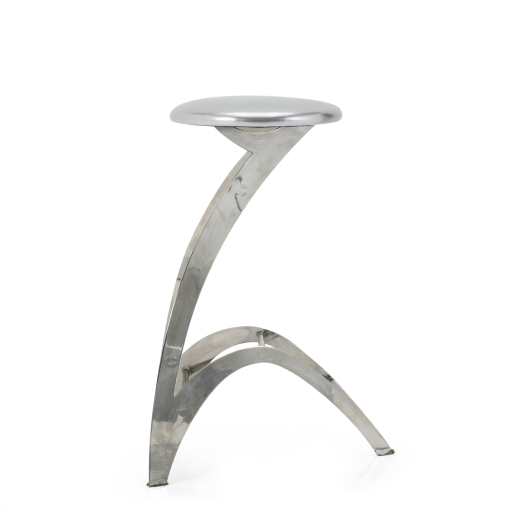 Futuristic Chrome + Glossy Silver Strat Bar Stool